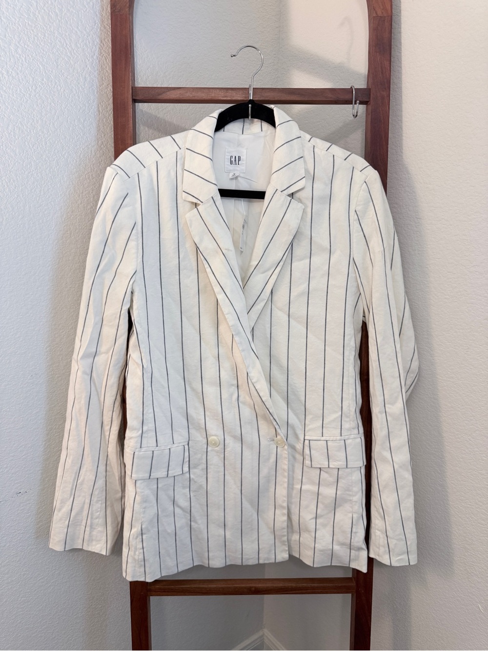 GAP Women's Cream Blazer with Black Pinstripes Size 12 TALL NWT
